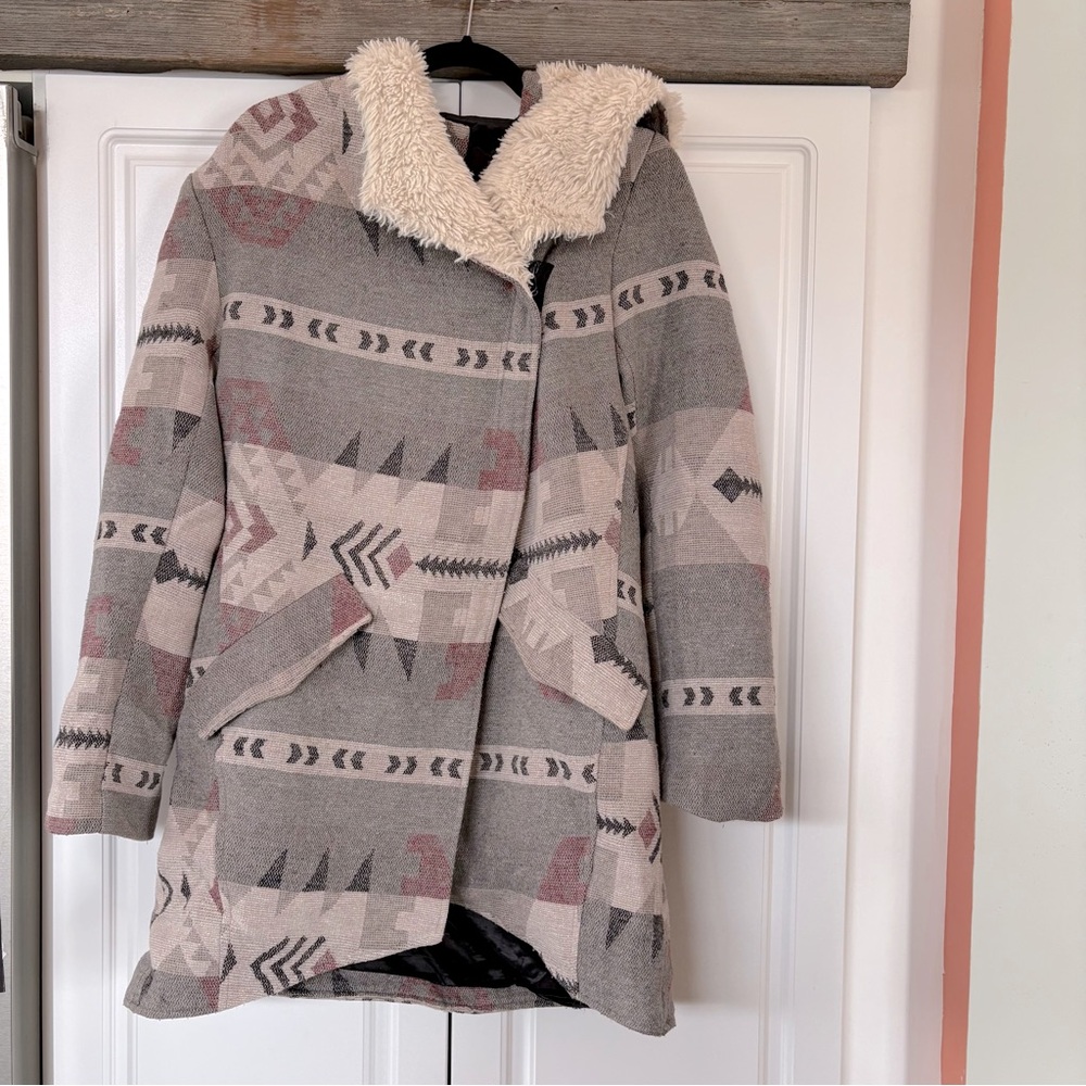 Beautiful warm winter coat with big fuzzy hood